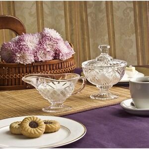 NEW Dublin Collection Crystal Sugar & Creamer Set Shannon By Godinger 25935